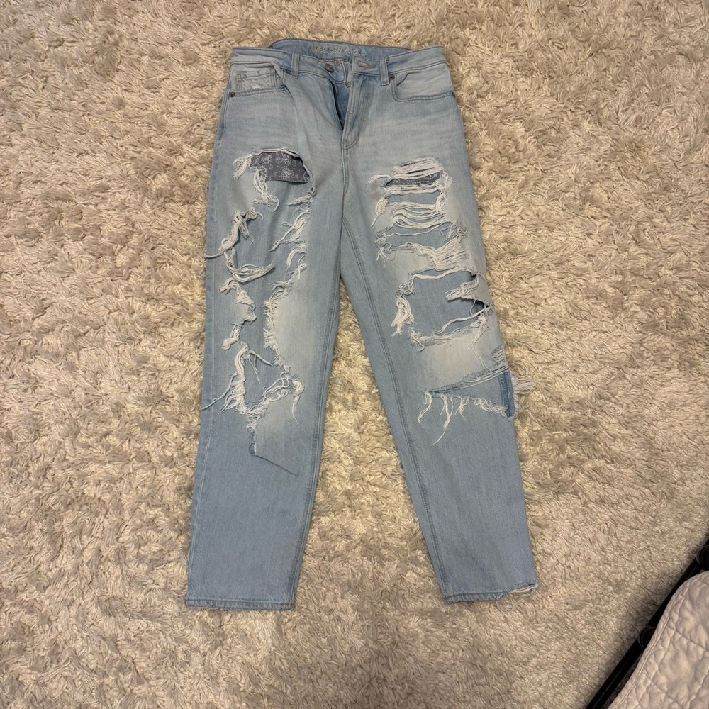 American Eagle Outfitters Floral Light Blue Jeans
